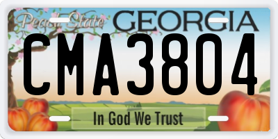 GA license plate CMA3804