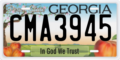 GA license plate CMA3945