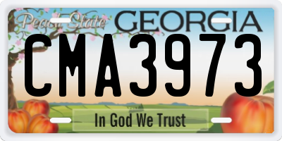 GA license plate CMA3973