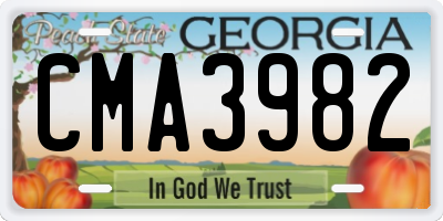 GA license plate CMA3982