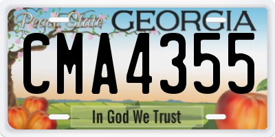 GA license plate CMA4355
