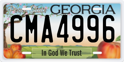 GA license plate CMA4996