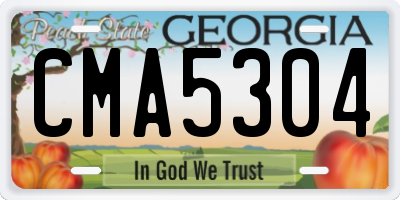 GA license plate CMA5304