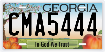 GA license plate CMA5444