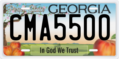 GA license plate CMA5500