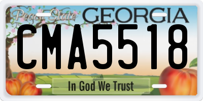 GA license plate CMA5518
