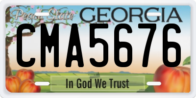 GA license plate CMA5676