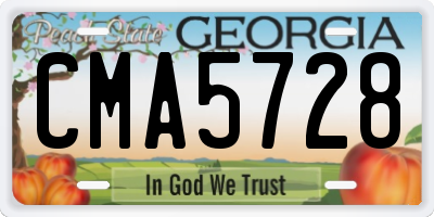 GA license plate CMA5728