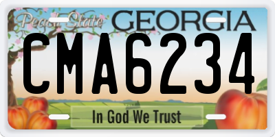 GA license plate CMA6234