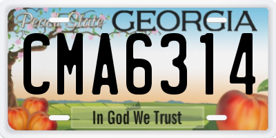 GA license plate CMA6314
