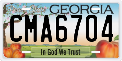 GA license plate CMA6704