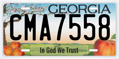 GA license plate CMA7558