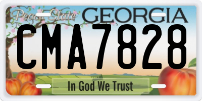 GA license plate CMA7828