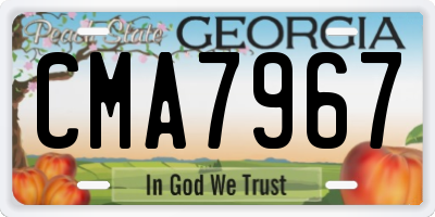 GA license plate CMA7967
