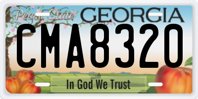 GA license plate CMA8320
