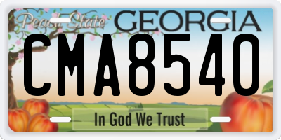 GA license plate CMA8540