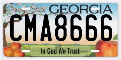 GA license plate CMA8666