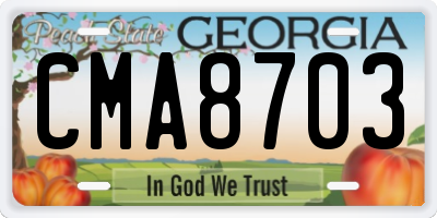 GA license plate CMA8703