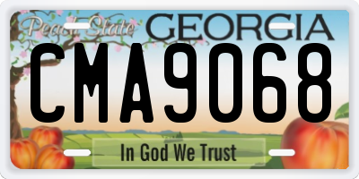 GA license plate CMA9068