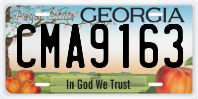 GA license plate CMA9163