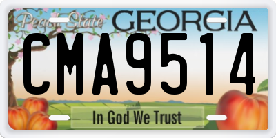 GA license plate CMA9514