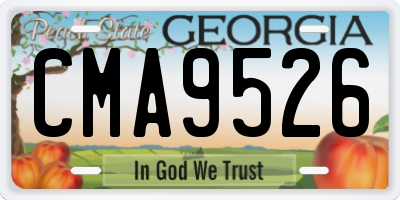 GA license plate CMA9526