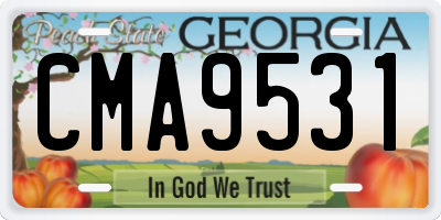 GA license plate CMA9531