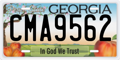 GA license plate CMA9562