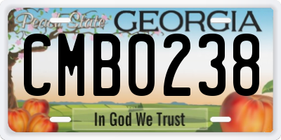 GA license plate CMB0238
