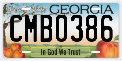 GA license plate CMB0386