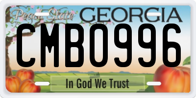 GA license plate CMB0996