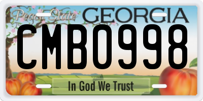 GA license plate CMB0998