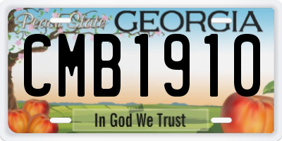 GA license plate CMB1910