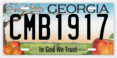 GA license plate CMB1917