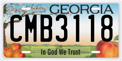 GA license plate CMB3118