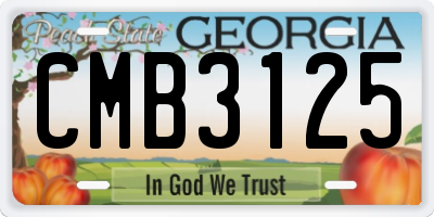 GA license plate CMB3125