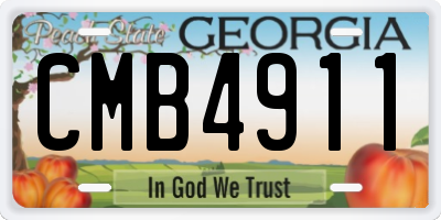 GA license plate CMB4911