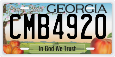 GA license plate CMB4920