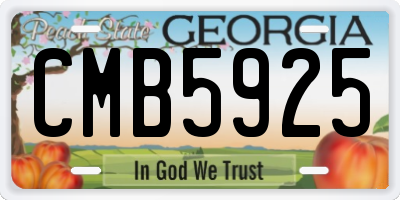 GA license plate CMB5925