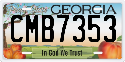 GA license plate CMB7353