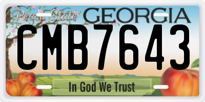 GA license plate CMB7643