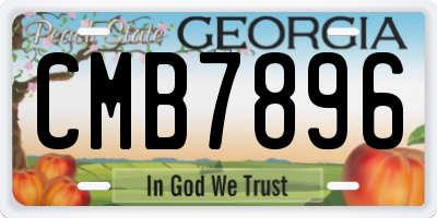 GA license plate CMB7896
