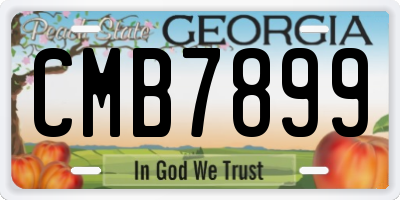 GA license plate CMB7899