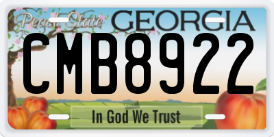 GA license plate CMB8922
