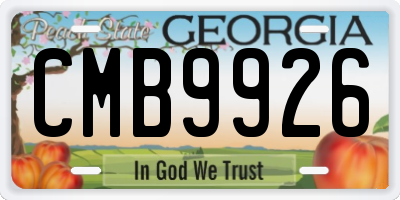GA license plate CMB9926