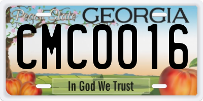 GA license plate CMC0016