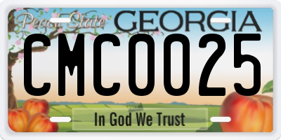 GA license plate CMC0025