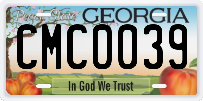 GA license plate CMC0039