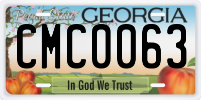 GA license plate CMC0063