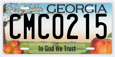GA license plate CMC0215